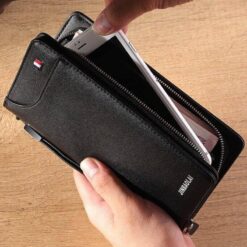 Jinbaolai Men Long Business Wallet for Money Coins Cards Zipper Pocket4