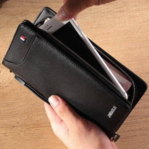 Jinbaolai Men Long Business Wallet for Money Coins Cards Zipper Pocket4