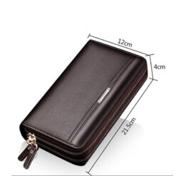 double zipper men long wallet in hand dimensions