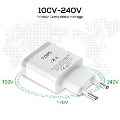 TOPK-18-Watt-Wall-Charger-Single-USB-Port-Quick-Charge-3-4