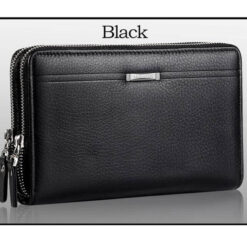 double zipper men long wallet in hand black color