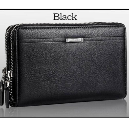 double zipper men long wallet in hand black color