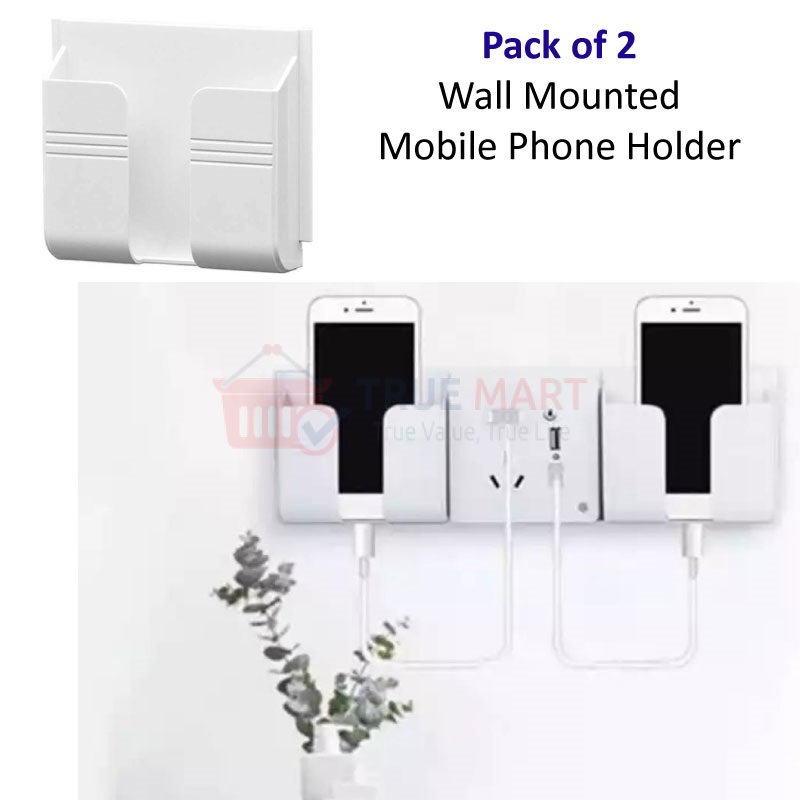Wall Mount Phone Holder Mobile Charging Hanging Stand 2 Pieces Pack Home Ping In Stan Best Deals Fast Delivery - Wall Cell Phone Stand