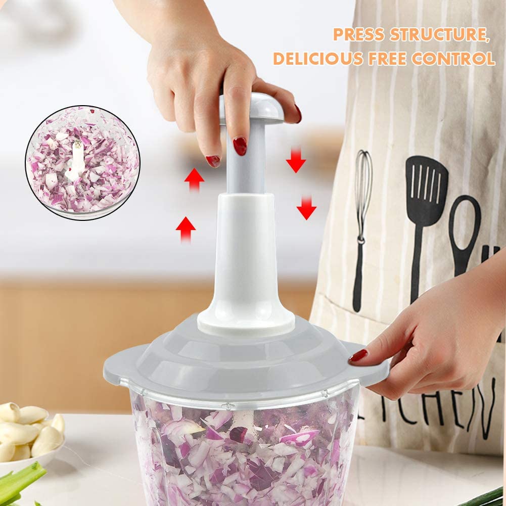 Mini manual Food Chopper 650 -Mini Hand Pull Food Processor Garlic Press  Mincer Vegetable Grinder for Meat Nuts Pepper -BPA…