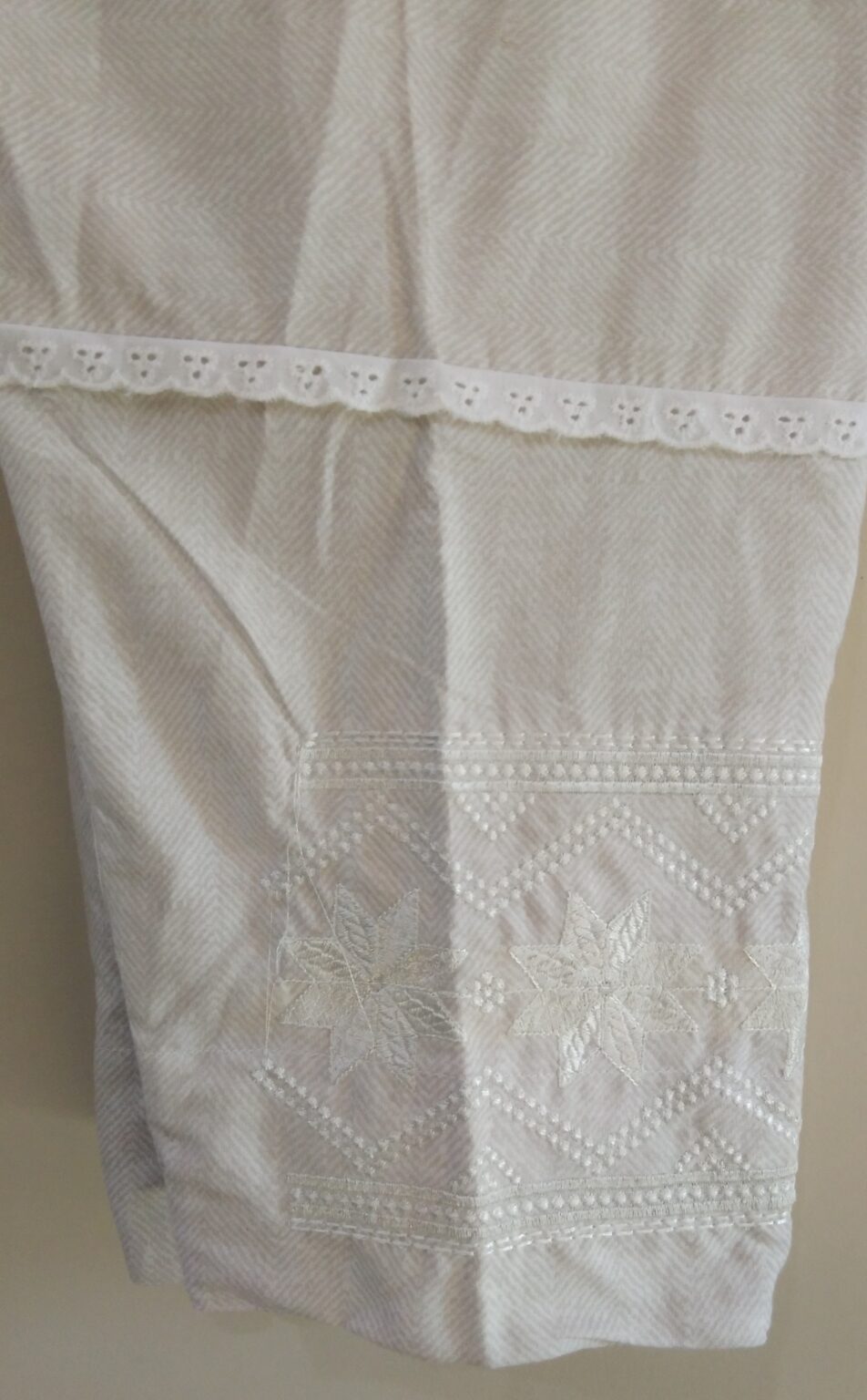 Textured & Embroidered Trouser - White - Online Home Shopping in ...