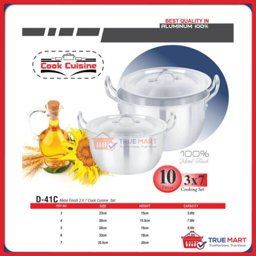 Domestic Cook Cuisine 3×7 Cooking Set 10 Pcs – D-41C - Image 3