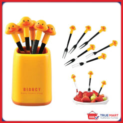 Duck Fruit Salad Forks Set Of 6 Reusable Toddler Stainless Steel With A Holder